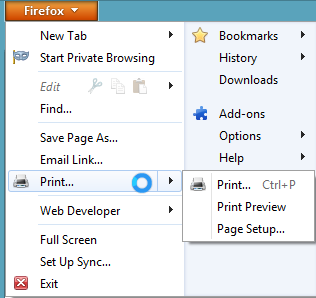 how to print a web page in mozilla firefox